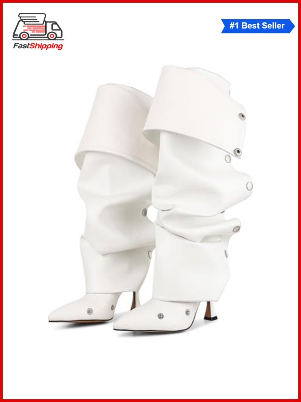 ✨ Women's Knee High Boots Stiletto Pointed Toe Wide Calf Ruched Slouchy